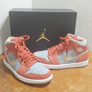 Air Jordan High-Top Sneakers in Red and Gray